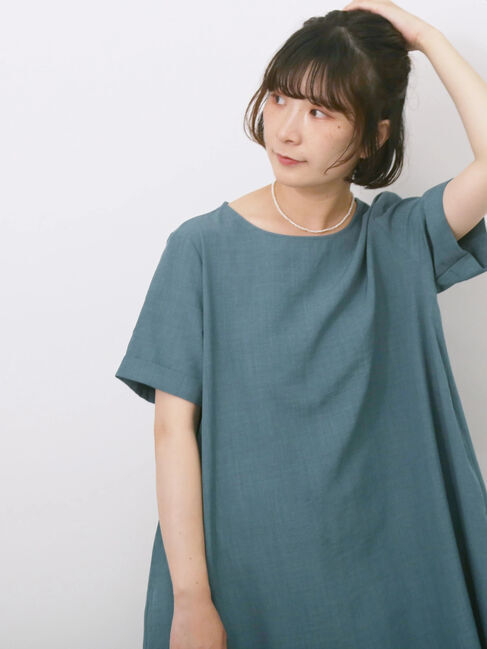 Samansa Mos2 blue「リネンタッチマキシティアードワンピース」|ワンピース|