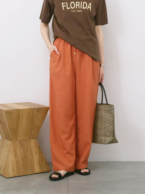 Samansa Mos2 blue「リネンタッチイージーパンツ」|その他|