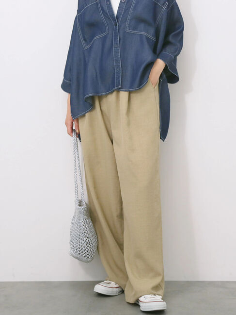 Samansa Mos2 blue「リネンタッチイージーパンツ」|その他|