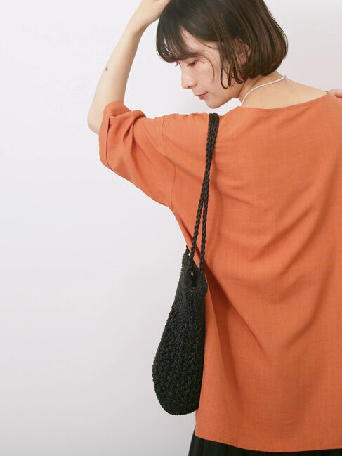 Samansa Mos2 blue「リネンタッチワイドブラウス」|シャツ・ブラウス|