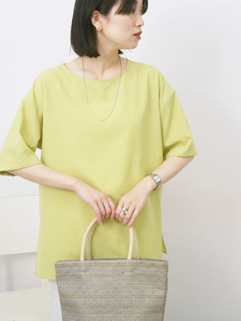 Samansa Mos2 blue「リネンタッチワイドブラウス」|シャツ・ブラウス|