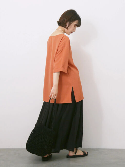 Samansa Mos2 blue「リネンタッチワイドブラウス」|シャツ・ブラウス|