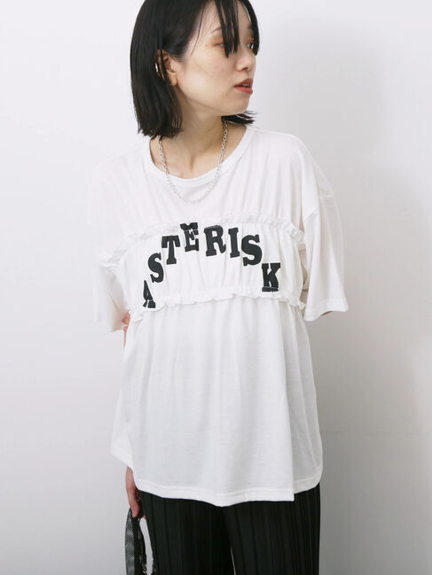 Samansa Mos2 blue「◎【接触冷感】シャーリングドッキングTシャツ」|Tシャツ・カットソー|