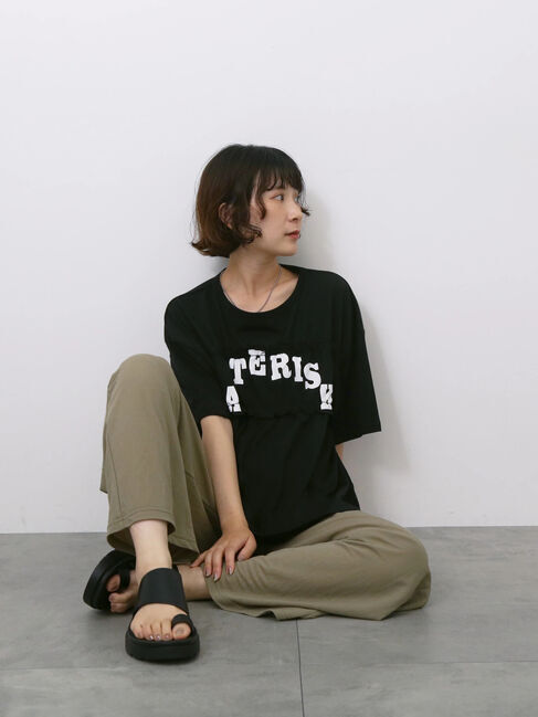 Samansa Mos2 blue「◎【接触冷感】シャーリングドッキングTシャツ」|Tシャツ・カットソー|