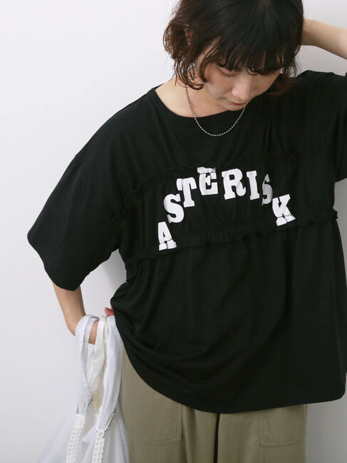 Samansa Mos2 blue「◎【接触冷感】シャーリングドッキングTシャツ」|Tシャツ・カットソー|