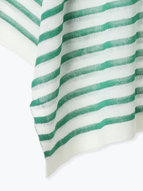 Samansa Mos2 blue「ボーダーロゴニットプルオーバー」|ニット・セーター|