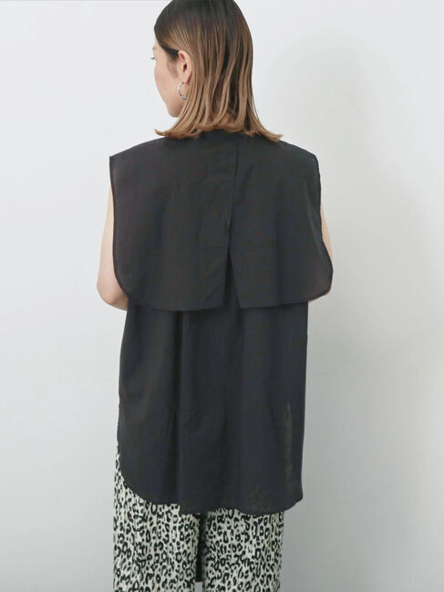 Samansa Mos2 blue「ケープブラウス」|シャツ・ブラウス|