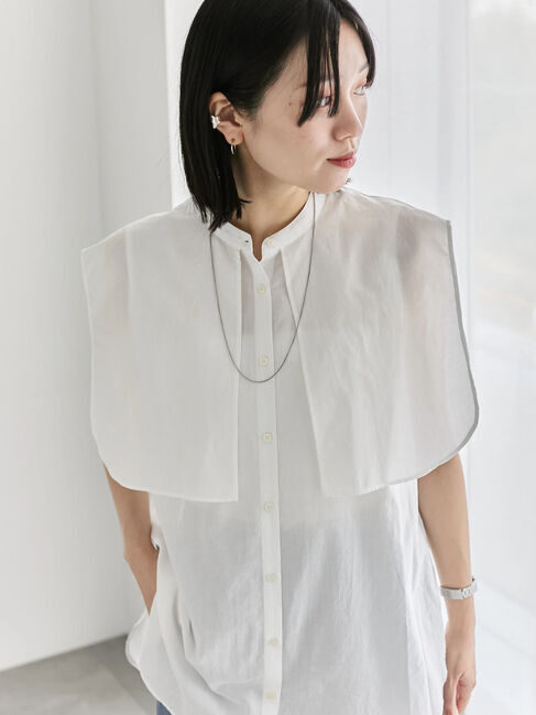 Samansa Mos2 blue「ケープブラウス」|シャツ・ブラウス|