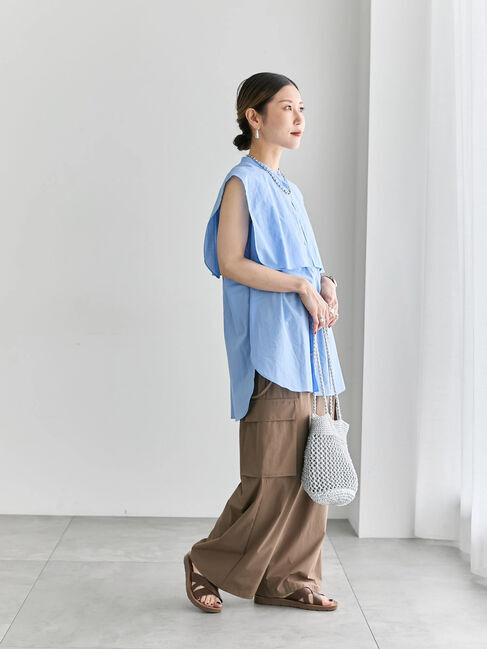 Samansa Mos2 blue「ケープブラウス」|シャツ・ブラウス|
