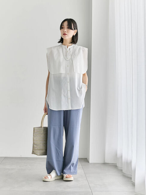 Samansa Mos2 blue「ケープブラウス」|シャツ・ブラウス|