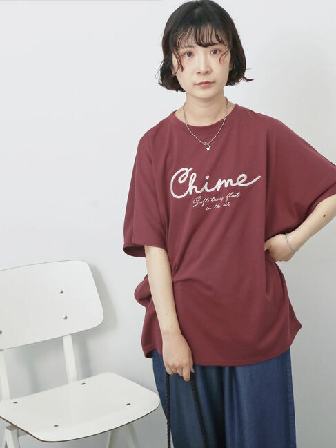 Samansa Mos2 blue「【接触冷感】ドルマンギャザー刺繍Tシャツ」|Tシャツ・カットソー|