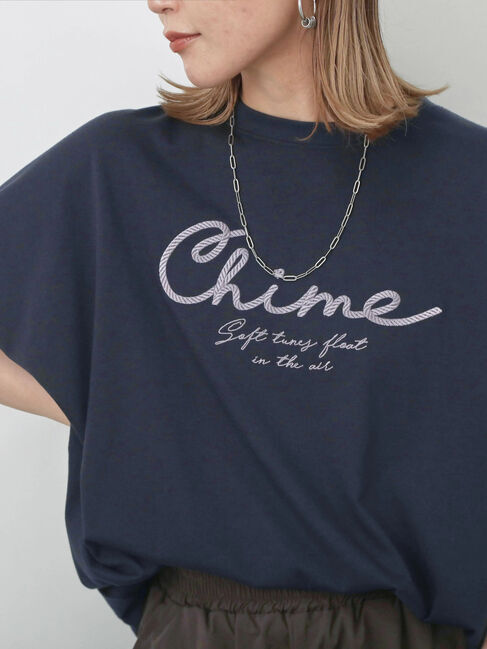 Samansa Mos2 blue「【接触冷感】ドルマンギャザー刺繍Tシャツ」|Tシャツ・カットソー|