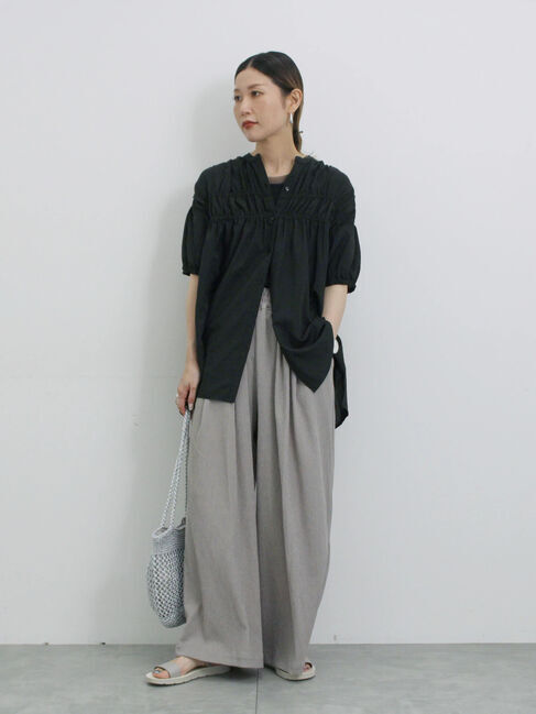 Samansa Mos2 blue「楊柳ハイウエストパンツ」|その他|