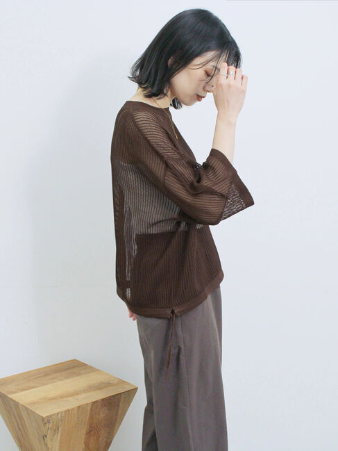 Samansa Mos2 blue「メッシュプルオーバー」|ニット・セーター|