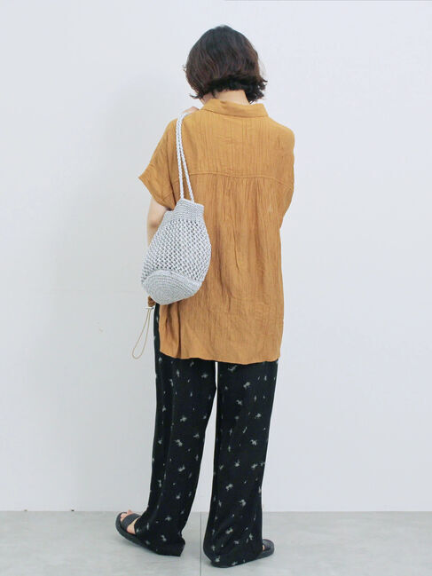 Samansa Mos2 blue「裾ドロスト楊柳シャツ」|シャツ・ブラウス|