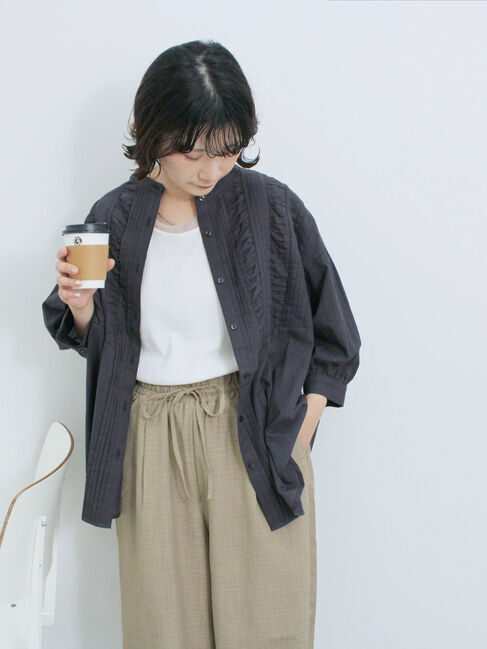 Samansa Mos2 blue「ピンタックブラウス」|シャツ・ブラウス|