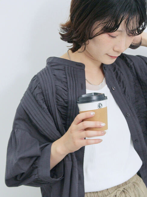 Samansa Mos2 blue「ピンタックブラウス」|シャツ・ブラウス|