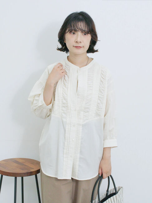 Samansa Mos2 blue「ピンタックブラウス」|シャツ・ブラウス|