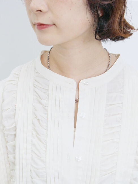 Samansa Mos2 blue「ピンタックブラウス」|シャツ・ブラウス|