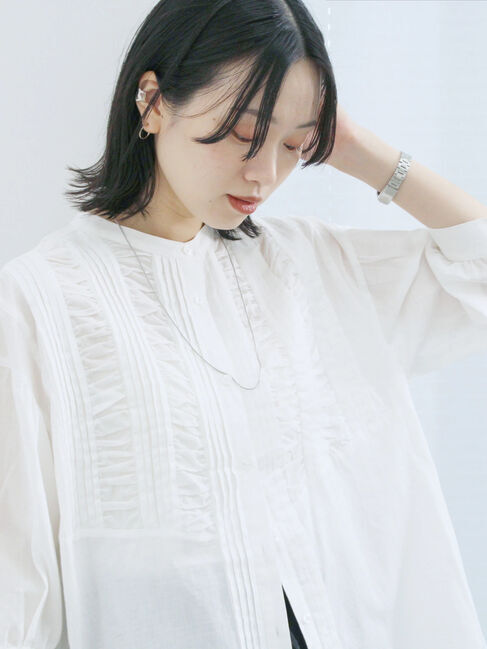 Samansa Mos2 blue「ピンタックブラウス」|シャツ・ブラウス|