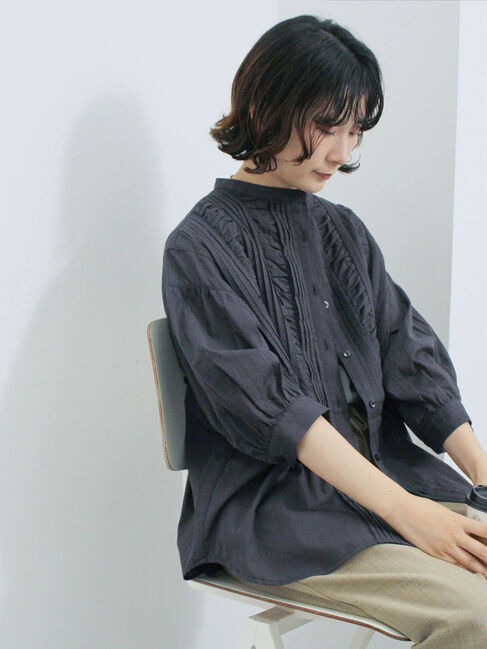 Samansa Mos2 blue「ピンタックブラウス」|シャツ・ブラウス|