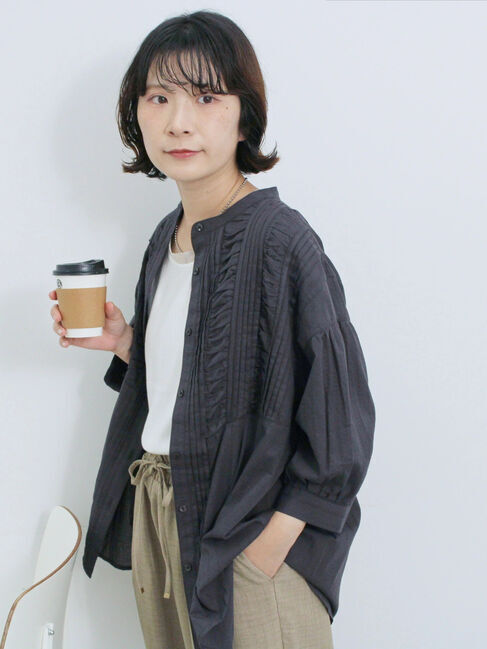 Samansa Mos2 blue「ピンタックブラウス」|シャツ・ブラウス|