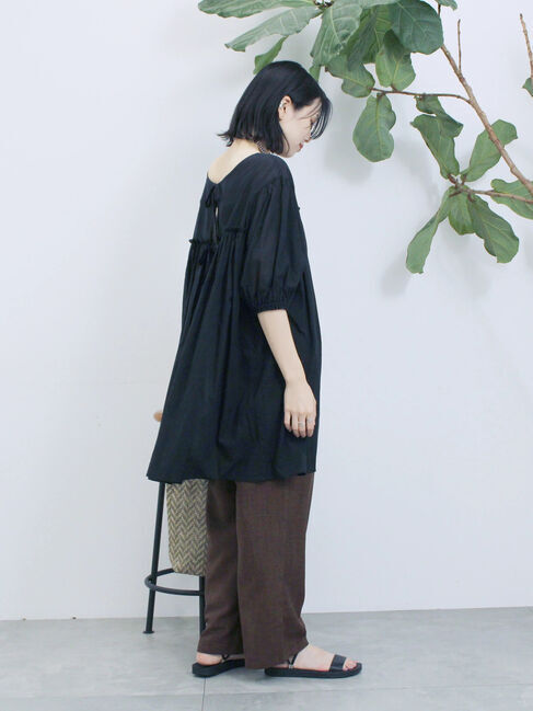 Samansa Mos2 blue「ボイルギャザーチュニック」|シャツ・ブラウス|