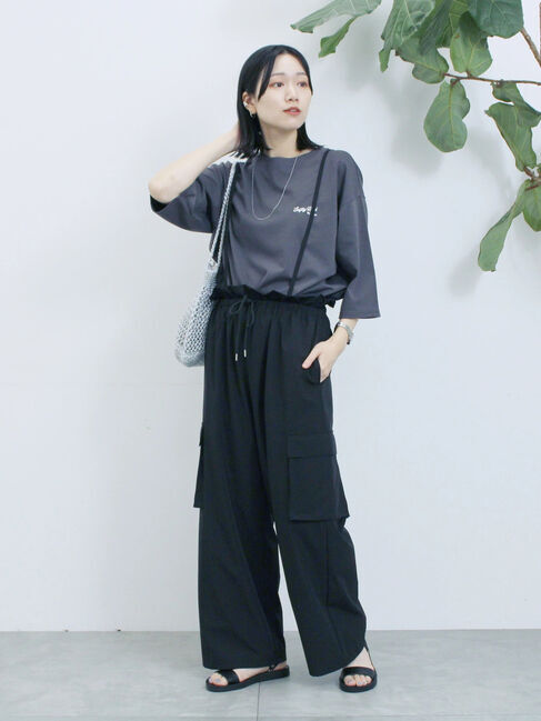 Samansa Mos2 blue「ポンチロゴ刺繍プルオーバー」|Tシャツ・カットソー|