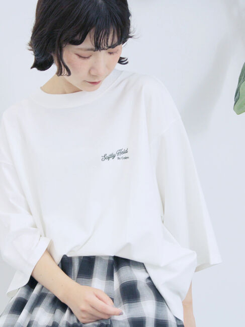 Samansa Mos2 blue「ポンチロゴ刺繍プルオーバー」|Tシャツ・カットソー|