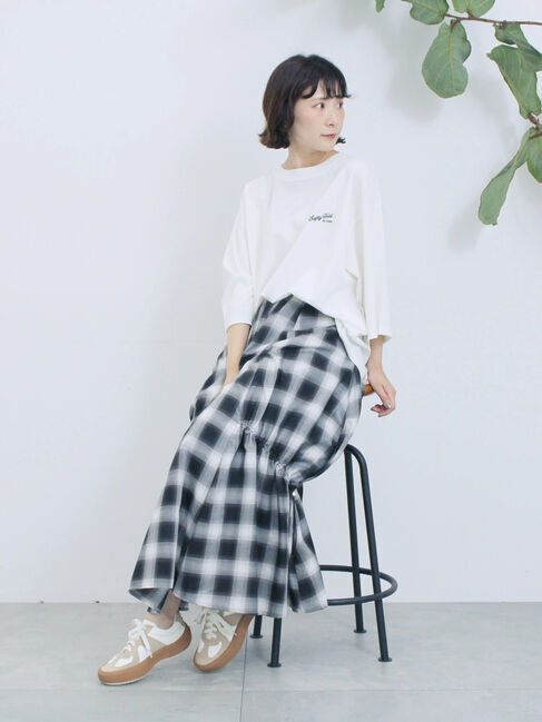 Samansa Mos2 blue「ポンチロゴ刺繍プルオーバー」|Tシャツ・カットソー|