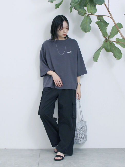 Samansa Mos2 blue「ポンチロゴ刺繍プルオーバー」|Tシャツ・カットソー|