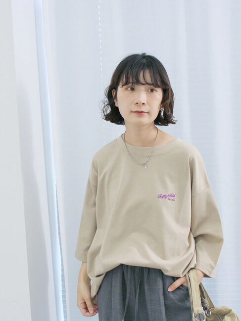 Samansa Mos2 blue「ポンチロゴ刺繍プルオーバー」|Tシャツ・カットソー|