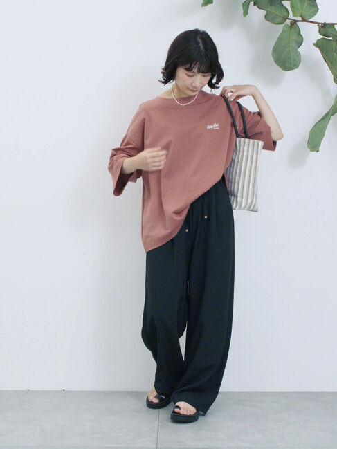 Samansa Mos2 blue「ポンチロゴ刺繍プルオーバー」|Tシャツ・カットソー|