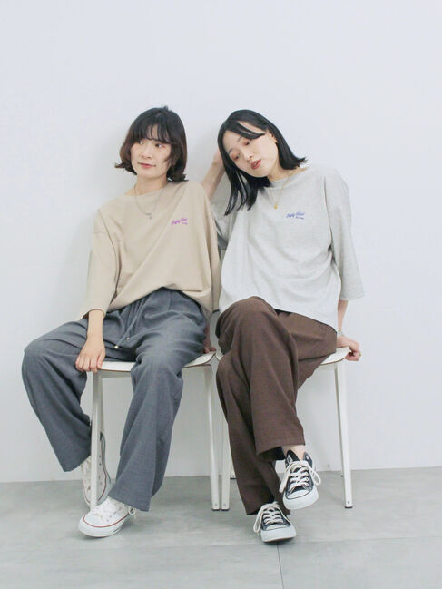 Samansa Mos2 blue「ポンチロゴ刺繍プルオーバー」|Tシャツ・カットソー|