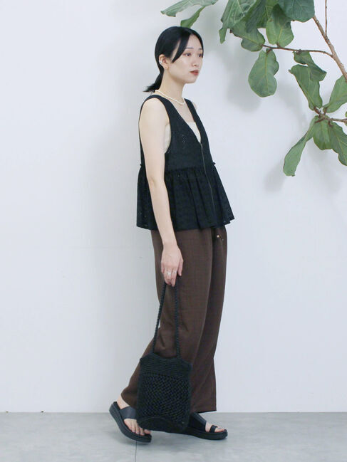 Samansa Mos2 blue「カットワークレースベスト」|シャツ・ブラウス|