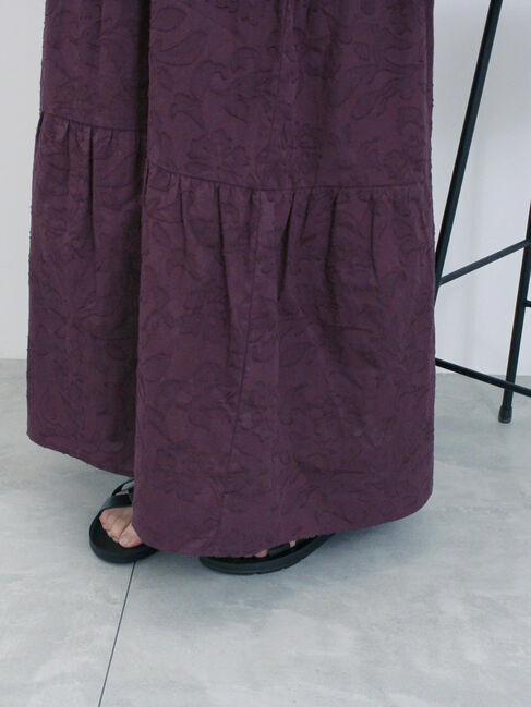 Samansa Mos2 blue「花ジャガードティアードワンピース」|ワンピース|