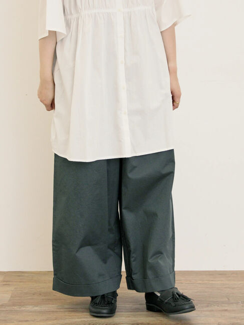 Samansa Mos2「ツイル裾ダブルワイドパンツ」|その他|グリーン