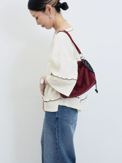 Samansa Mos2 blue「配色メローアソートプルオーバー」|Tシャツ・カットソー|