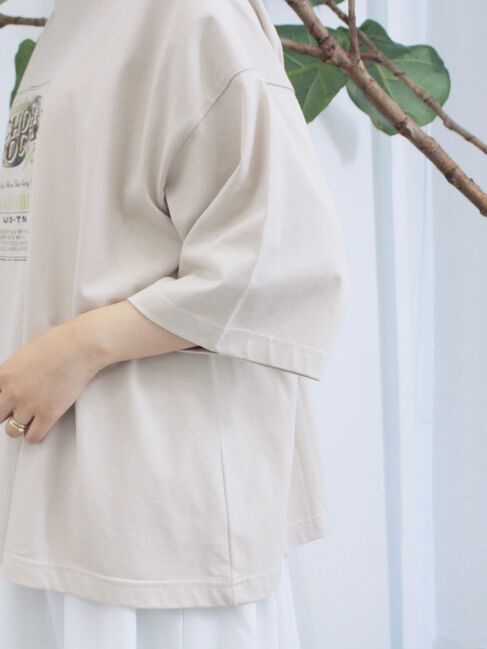 Samansa Mos2 blue「ヴィンテージ風プリントTシャツ」|Tシャツ・カットソー|