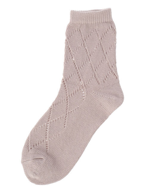 Samansa Mos2「ダイヤ柄透かし編みソックス」|ソックス|ベージュ