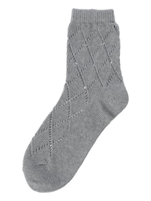 Samansa Mos2「ダイヤ柄透かし編みソックス」|ソックス|グレー