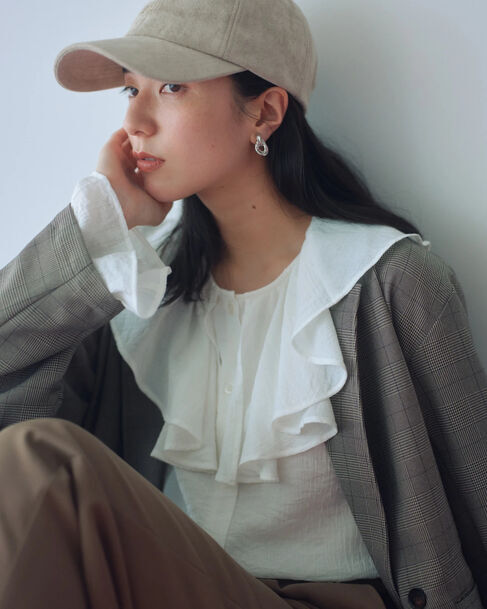 Samansa Mos2 blue「スエードロゴ刺繍キャップ」|その他|