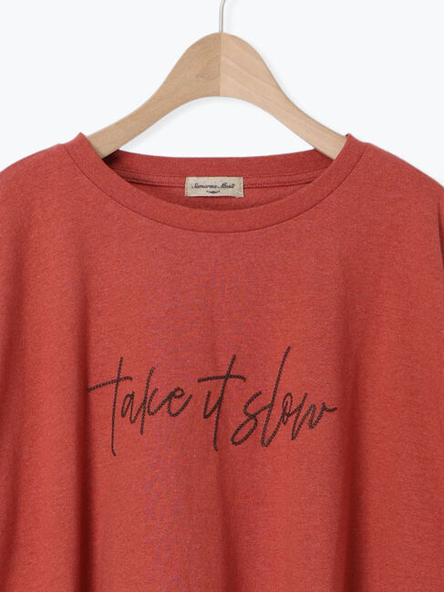 Samansa Mos2「[接触冷感]袖フリルロゴ刺繍Tシャツ」|Tシャツ・カットソー|