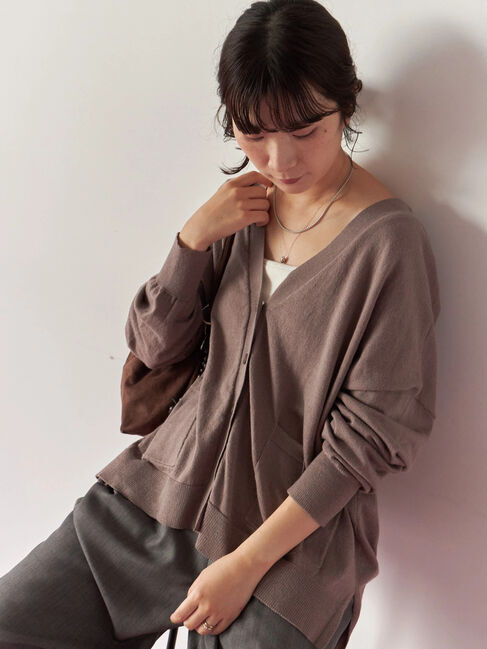 Samansa Mos2 blue「マルチスタイルVネックカーディガン」|カーディガン|