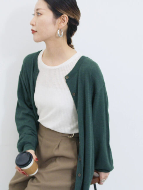 Samansa Mos2 blue「マルチスタイル前後2wayクルーネックカーディガン」|カーディガン|