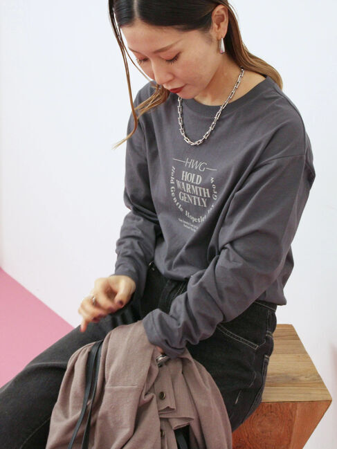 Samansa Mos2 blue「アソートプリントロンT」|Tシャツ・カットソー|