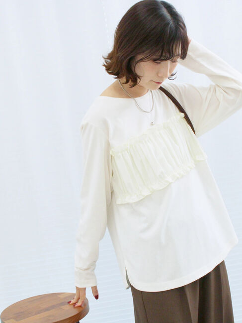 Samansa Mos2 blue「ビスチェドッキングカットソー」|Tシャツ・カットソー|