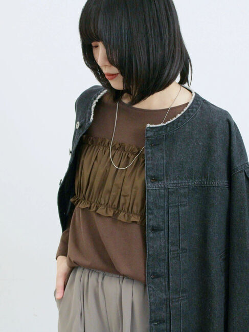 Samansa Mos2 blue「ビスチェドッキングカットソー」|Tシャツ・カットソー|