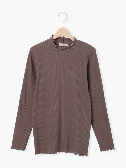 Samansa Mos2「配色メローカットリブフリルスタンドネックインナー」|Tシャツ・カットソー|