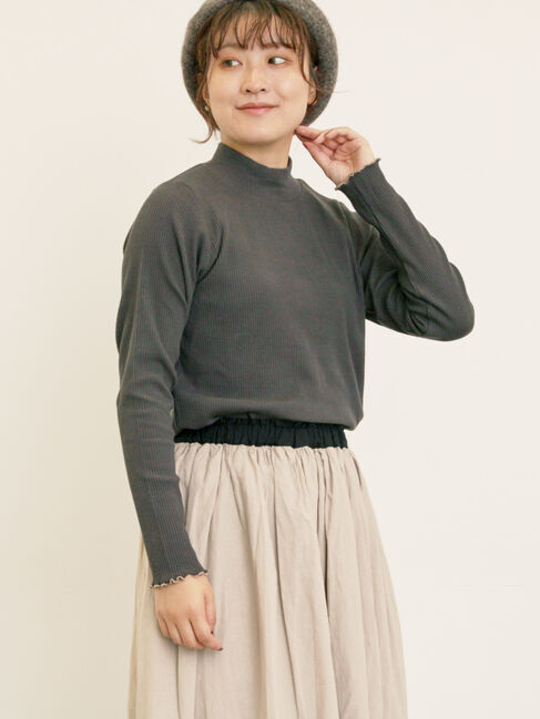 Samansa Mos2「リブハイネックインナー」|Tシャツ・カットソー|チャコールグレー